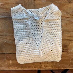 Vince Mesh Polo Sweater – Extra Large (Cream White) | Like New